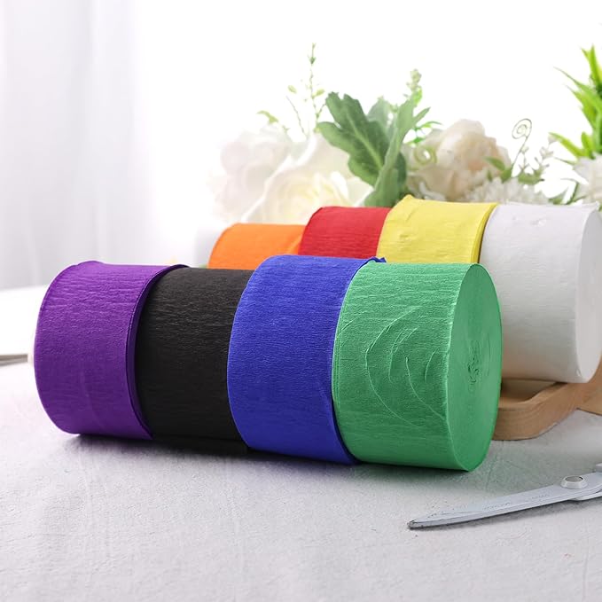 VGOODALL 8 Rolls Party Crepe Paper Streamers, 944ft Pack for Birthday Baby Shower Wedding Graduation Colorful Party Supplies Doorway, Wall, Backdrops, Ceiling, Decorations, 1.8" x118ft