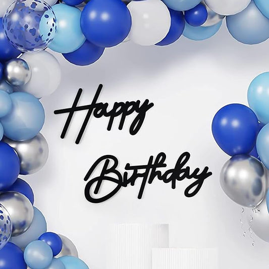 CANREVEL Happy Birthday Sign for Backdrop, Felt Black Happy Birthday Banner, Black Birthday Party Decorations for Girl Boy Women Men, Wall Decor Balloon Arch Photo Prop