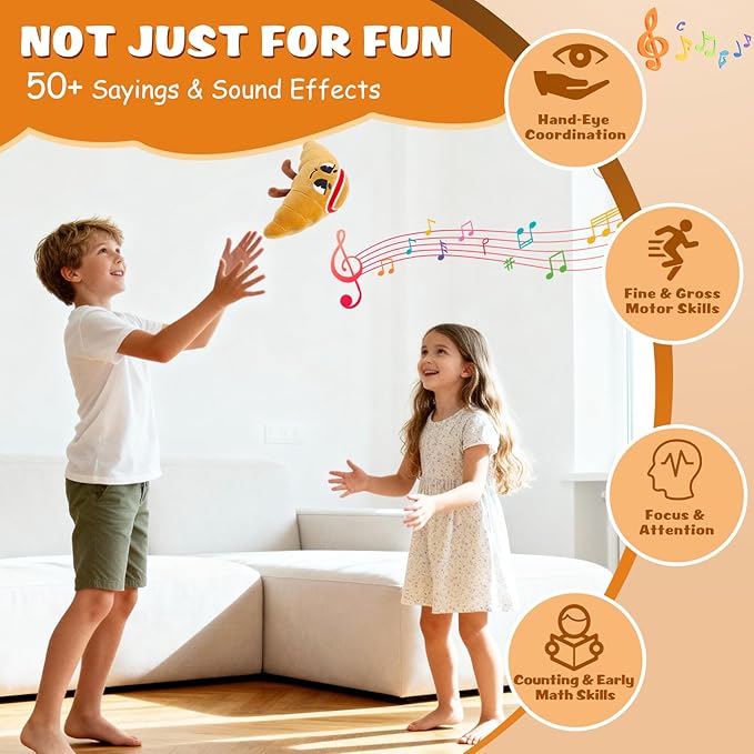 Flip & Pass the Croissant, Electronic Interactive Game, Hilarious Family Party Games for Kids Ages 3, 4-8+, Indoor/Outdoor Toys, 3 4 5 6 7 8 Year Old Girl & Boy Birthday Gift, Travel & Floor Fun