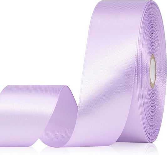 Light Purple Ribbon 1-1/2 Inch, 60 Yards Light Purple Satin Ribbon for Gift Wrapping, Fabric Ribbon for Flower Bouquet Crafts Wedding Christmas Party Easter