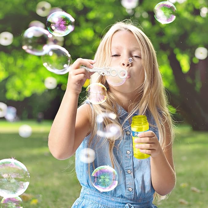 Springflower 24 Pcs Bubble Bottles with Wand,Bubbles Party Favors for Kids,Summer Toys, Blow Bubbles Solution Novelty Toy, Party Favors, Birthday Party Supplies, Outdoor & Indoor Activity,4oz,6 Colors