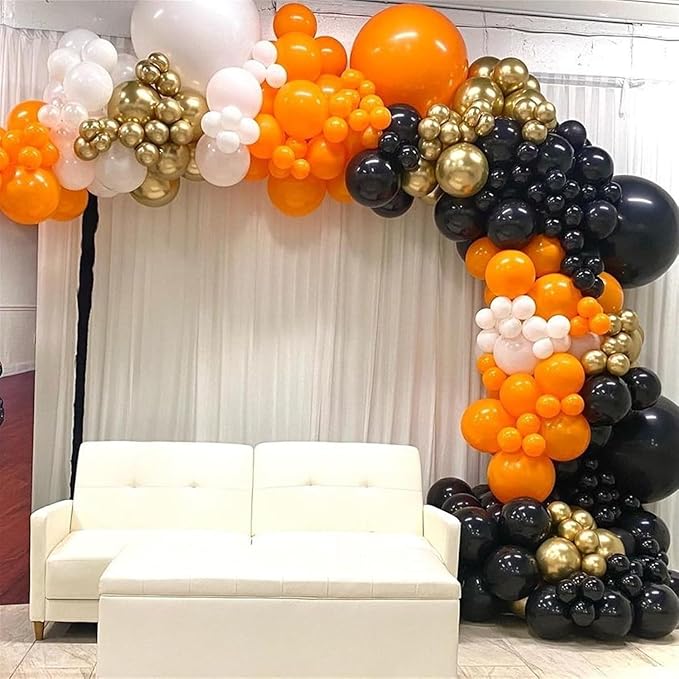 Orange and Black Balloon Arch Garland Kit, Orange Black White Confetti Spike Star Balloons for High College School Class of 2026 Graduate Congratulations Halloween Birthday Party Decoration Supplies