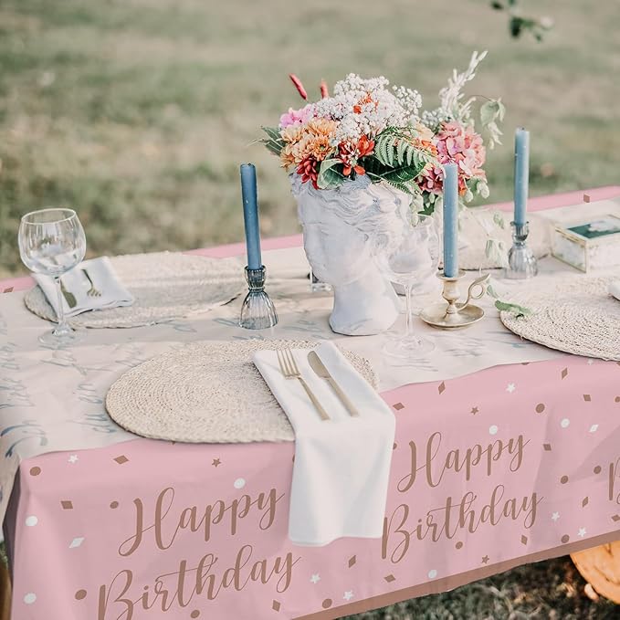 Rose Gold & Pink Sweet 16 Birthday Bundle: Party Supplies Set with paper Plates, Napkins, Cups, Tablecloth & Banner - Sweet Sixteen Decorations, Party Favors ，Serves 25