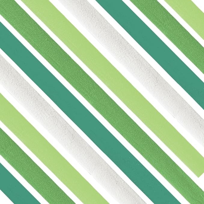 PheiLa Green Party Supplies, 4 Rolls Green and White Crepe Paper Streamers for DIY Gift Wrapping Paper Birthday Baby Shower Wedding Holiday Party Decorations, 1.77 Inch x 82 Ft/Roll, 328ft