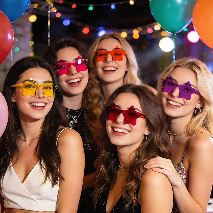 9 Pack Star Sunglasses, Colorful Rimless Star Shaped Glasses, Unisex Party Favors Supplies for Beach, Pool, Outdoors