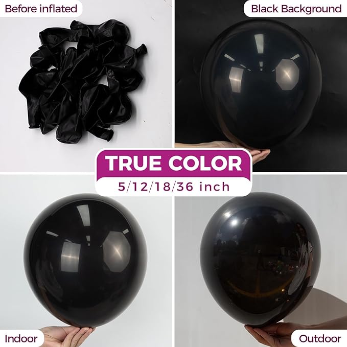 Bezente Black Balloons 18 Inch- 30 Pack Large Thick Black Balloons Big Round Black Latex Balloons for Birthday Graduation Baby Shower Gender Reveal Halloween Party Decorations