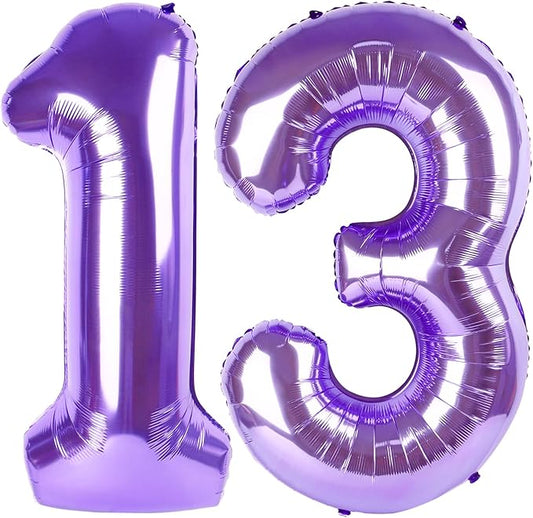 Number 40 Inch Balloon, Large Purple Number 13 Balloon Party Decorations for 1 3 31 Birthday Memorial Day, Foil Balloon for Outdoor & Indoor Wedding Supplies