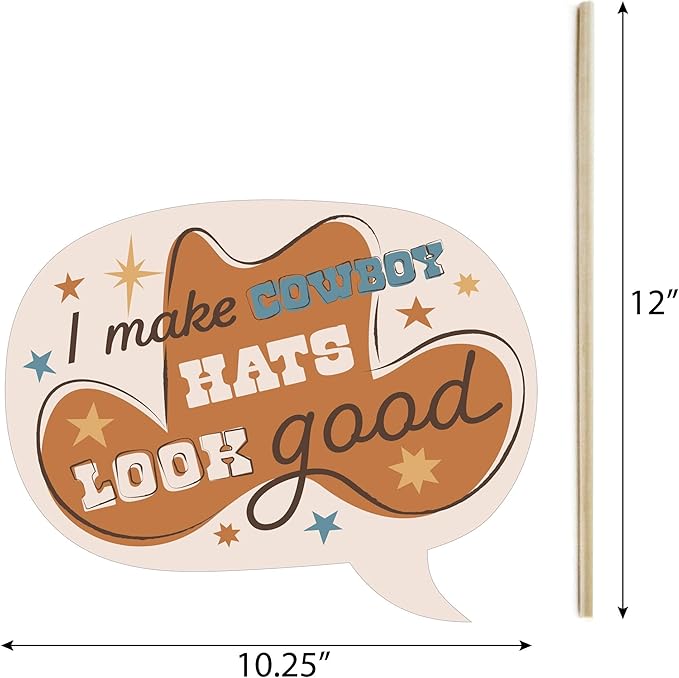 Big Dot of Happiness Funny My First Rodeo - Little Cowboy 1st Birthday Party Photo Booth Props Kit - 10 Piece