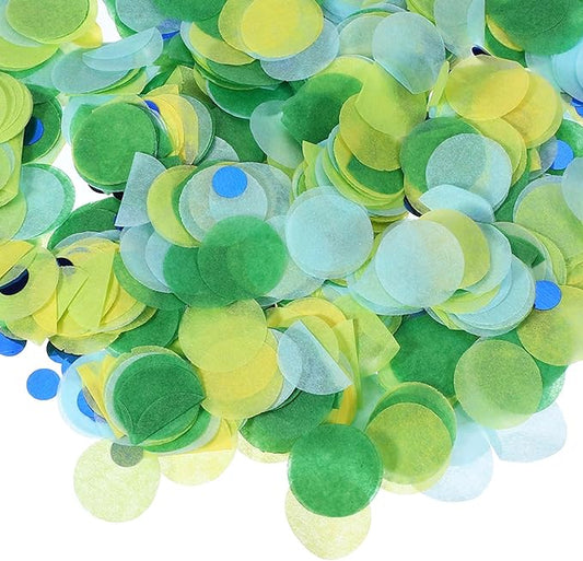 PATIKIL Round Tissue Paper Confetti 1 Inch, Table Confetti Circle Dots for Wedding Birthday Party Balloon Decorations(1.76 oz),Green/Blue/Yellow