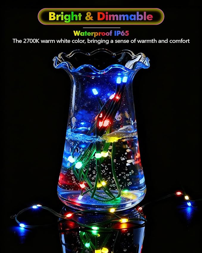 Outdoor String Lights, 328FT 1000 LED Fairy Lights, IP65 Waterproof Outside with Remote, 8 Lighting Modes Dimmable Timer Hanging LED Lamp for Camping Garden Patio Christmas Decor Yard Fence Tree