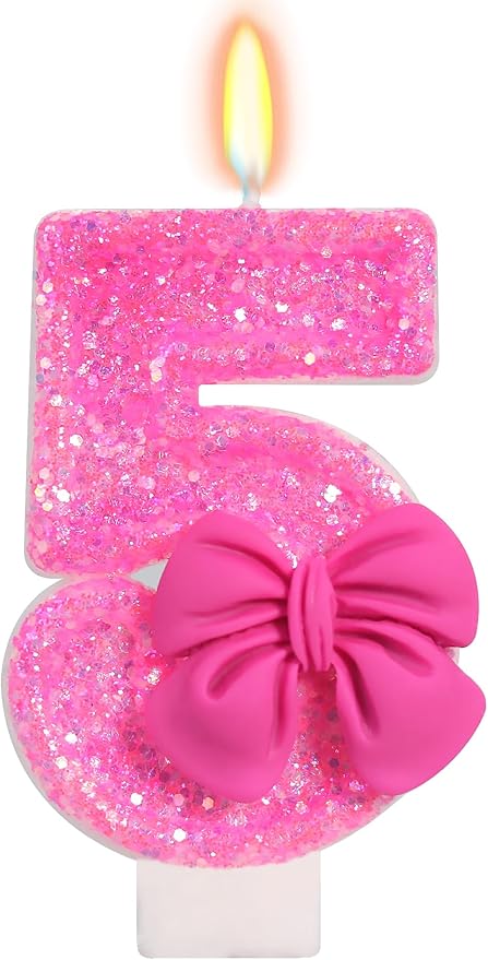 Number 5 Rose Birthday Candle