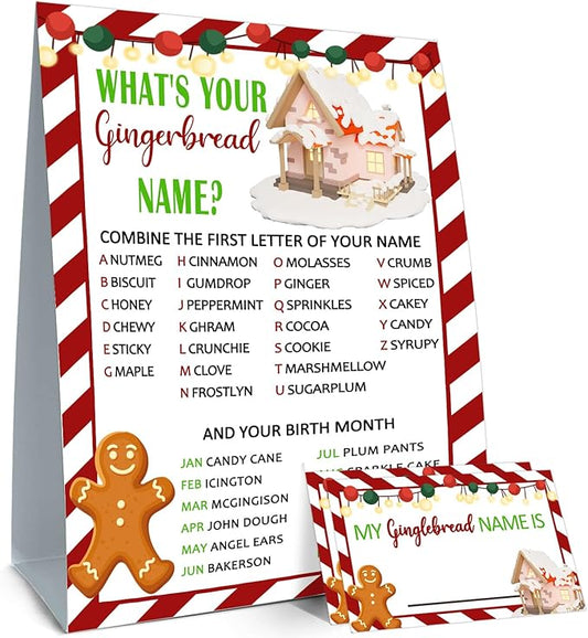 Christmas Party Decorations-Christmas Decorations-Christmas Party Games-What is Your Gingerbread Name?