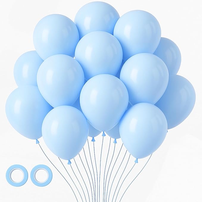 Voircoloria 105pcs Baby Blue Balloons 12inch Party Latex Balloons for Birthday Graduation Baby Shower Anniversary New Year Holiday Party Decorations