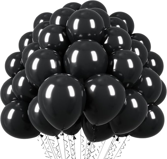 Voircoloria 110pcs Black Balloons 12inch Matte Black Latex Party Balloons for Graduation, Wedding, Birthday, New Year, Baby Shower, Anniversary, Holiday Party Decorations