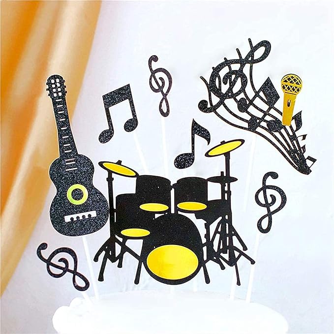 16Pcs Music Cake Topper Musical Instruments Decorations for Birthday CupCake Topper Party Supplies，Guitar Rock Star Cupcake Topper Decor for Baby Shower Rap Cake Topper Party Favors…