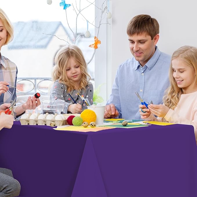 3Pcs Deep Purple Tablecloth,Disposable Plastic Tablecloths,Waterproof Purple Rectangle Table Cover for Graduation Birthdays Weddings Anniversary Party Decorations,54 x 108 Inch