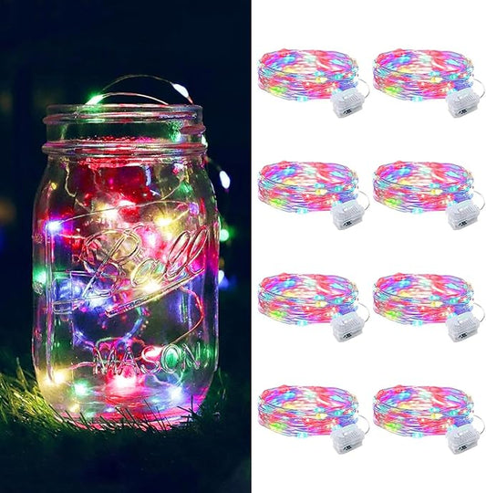 ZGWJ 8 Pack Fairy Lights Battery Operated, 7ft 20 Mini LED Fairy String Lights Silver Wire 3 Modes for DIY, Parties, Wedding, Bedroom, Halloween Christmas Decoration