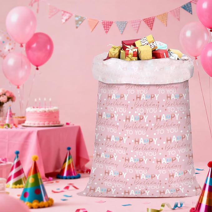 WRAPAHOLIC 56" Extra Large Birthday Plastic Gift Bag - Pink Sweet Blessings Jumbo Bike Bag Gift Wrap for Women Girls Birthday, Baby Shower, Wedding, Bridal Shower - 56" H x 36" W