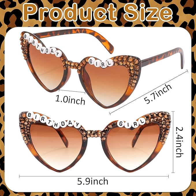 Cheetah Print Happy Birthday Decorations Set - BIRTHDAY GIRL Leopard Birthday Sash & Sunglasses, Funny Bday Decoration Accessories for Women Party Favors Supplies