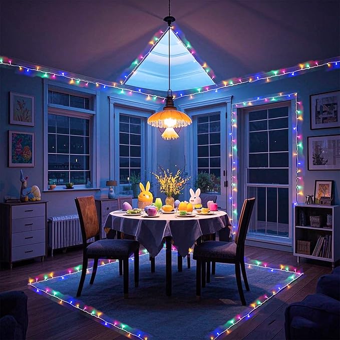 Christmas Lights Outdoor Waterproof Colorful String Lights Indoor 8 Modes Clear Wire 66ft 200 LED, Colorful Twinkle Fairy Light Plug in for Bedroom Wedding Party Decorations
