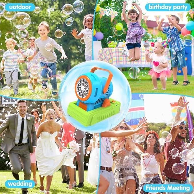 Automatic Bubble Machine with Bubble Solution 4 AA Batteries USB Cable Outdoor Party Wedding Christmas Halloween Birthday Gift 3 4 5 6 7 8 Age Bubble Machine Toys