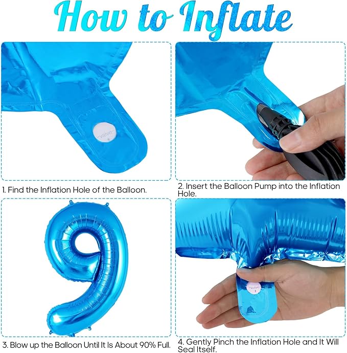 Blue Number 9 Balloon 40 Inch, Big Large Foil Helium Number Balloons, Jumbo Giant Mylar Number 9 Balloons for 9 Year Old Birthday Party Decorations Supplies Anniversary Celebration