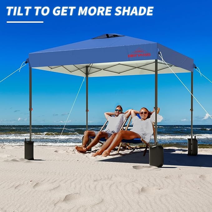 12x12 Pop Up Canopy, Easy Up Canopy Tent, Heavy Duty Tents for Parties, One Person Set Up Event Tent, Light Blue