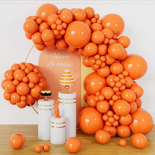 134Pcs Orange Balloons Different Sizes 5 10 12 18 Inch Orange Balloon Garland Arch Kit, Latex Balloons for Birthday Wedding Baby Shower Party Decorations.