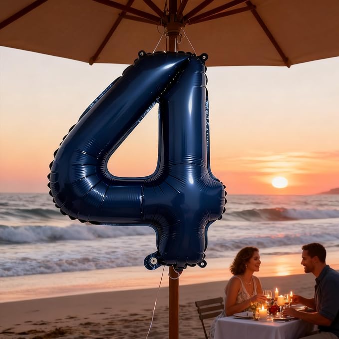 Navy Blue Number 4 Balloons 40 Inch Giant Number Dark Blue 4 Foil Mylar Balloons for 4th Birthday Anniversary Events Party Decorations