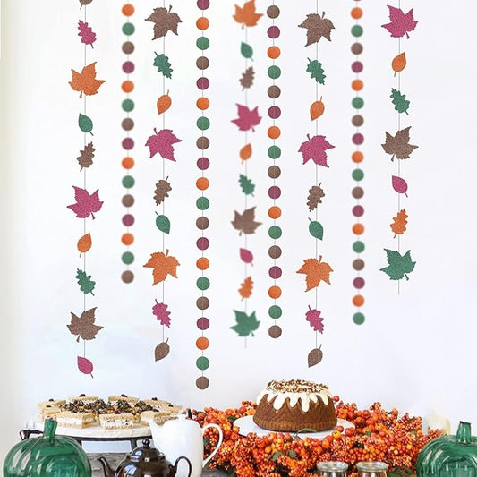 Cheerland Fall Leaf Party Decorations Thanksgiving Garland Backdrop Maple Leaves for Autumn Weddings Woodland Baby Shower Fall Birthday and Harvest Festival Hanging Decor Office Party Supplies