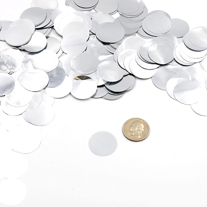 Ultimate Confetti, Silver 1 Inch Circles Mylar Shiny Foil Metallic Confetti - Round Lightweight and Slow-Falling Party Confetti for Cannon and Launcher Use - Best for Celebrations - 1 lb, 16 oz