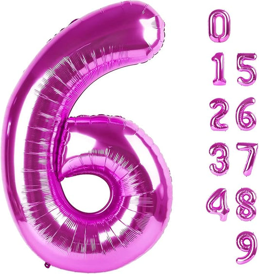 Number 6 Balloon 40 Inch, 6 7 Six Seven Birthday Decorations, 6th Birthday Balloon for Boy Girl, Rose Purple 16 60 61 65 Numbers Balloons Graduations Anniversary Supplies