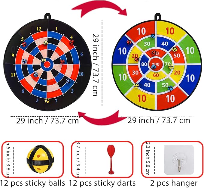 ROYPOUTA 29" Dart Board Games for Kids – Fun Outdoor & Indoor Play, Kids Party Carnival Games with 12 Sticky Balls & Darts, Easter Basket Stuffers Gifts for Boys & Girls 4-12