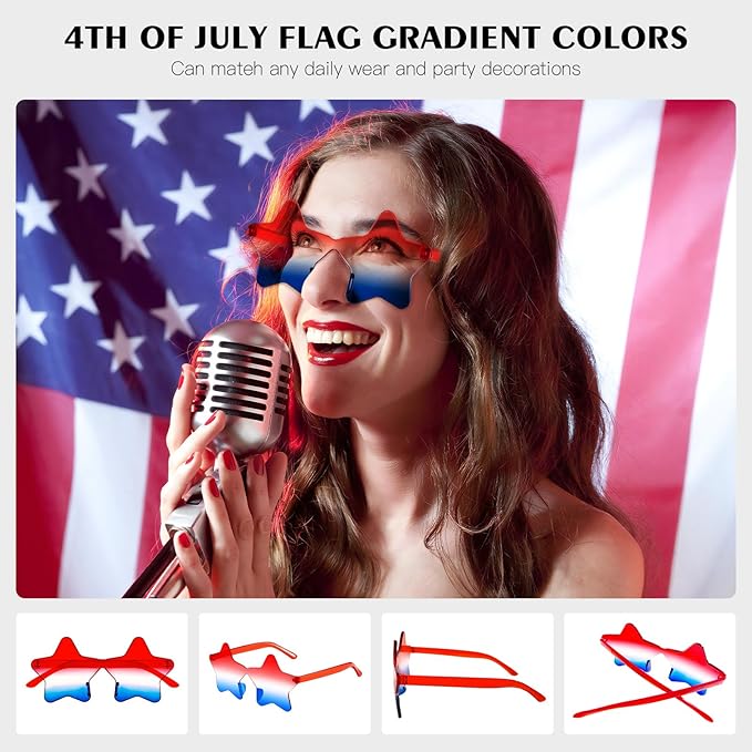 SUNOVELTIES 16/48 Star Rimless Sunglasses Irregular One Piece Colored Party Glasses Transparent Fun sunglasses for Teen Adult