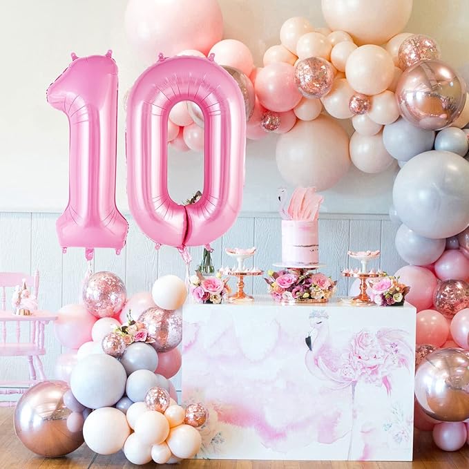 Pink Number 0 Balloon 40 Inch, Big Large Foil Helium Number Balloons, Jumbo Giant Mylar Number 0 Balloons for Birthday Party Decorations Supplies Anniversary Celebration