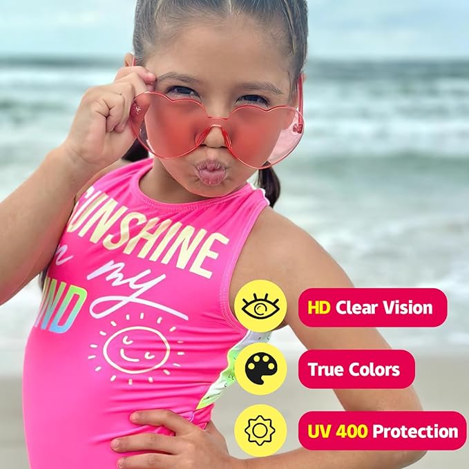 9 Pack Heart Shaped Sunglasses Rimless Heart Glasses for Bachelorette Party Birthday Decorations Party Favors