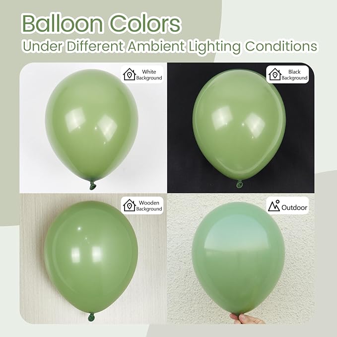 120pcs Sage Green Balloons, 18 12 10 5 inch Sage Balloons Different Sizes Light PastelGreen Balloon Arch Kit for Wedding Bridal Shower Baby Shower Birthday Party Decorations