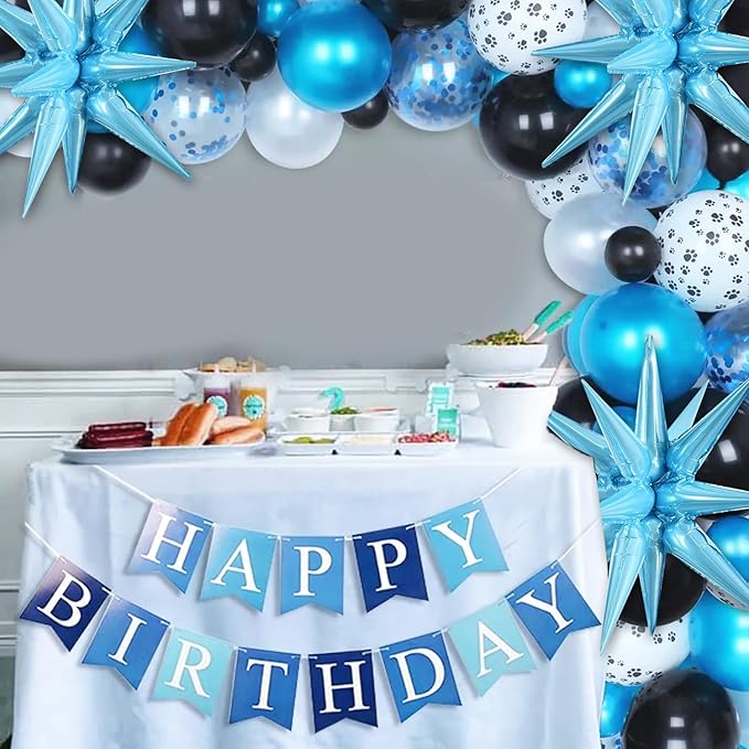 TONIFUL 4 Pcs 22inch 4D Light Blue Explosion Star Mylar Balloons 14Point Star Balloons for Party Backdrop Christmas,New Year Birthday, Wedding Baby Shower Anniversary Photo Booth Supplies