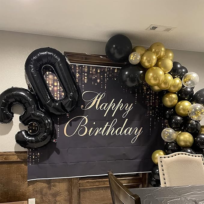 Black Number 0 Balloon for Girls Boys, 40 Inch Large Number 0-9 Foil Mylar Helium Digital Balloons Set for Women Men Birthday Graduation Anniversary New Year Eve Party Decorations Celebration Supplies