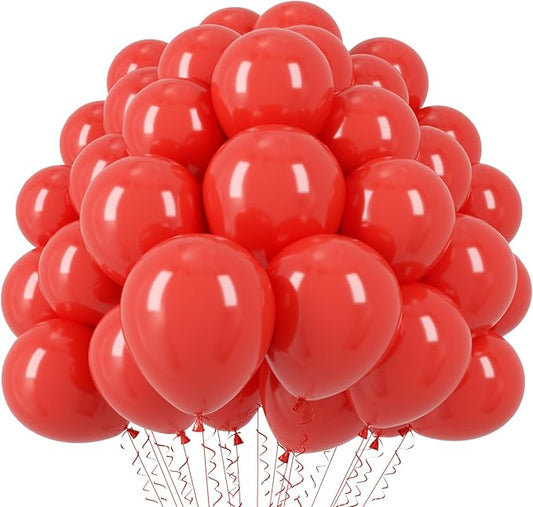 Voircoloria 110pcs Red Balloons 12inch Red Latex Party Balloons for Valentine's Day, Graduation, Wedding, Birthday, New Year, Baby Shower, Christmas, Anniversary Party Decorations