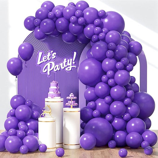 120pcs Purple Balloons, 18 12 10 5 inch Purple Balloons Different Sizes Balloon Arch Kit for Birthday Wedding Baby Shower Party Decorations
