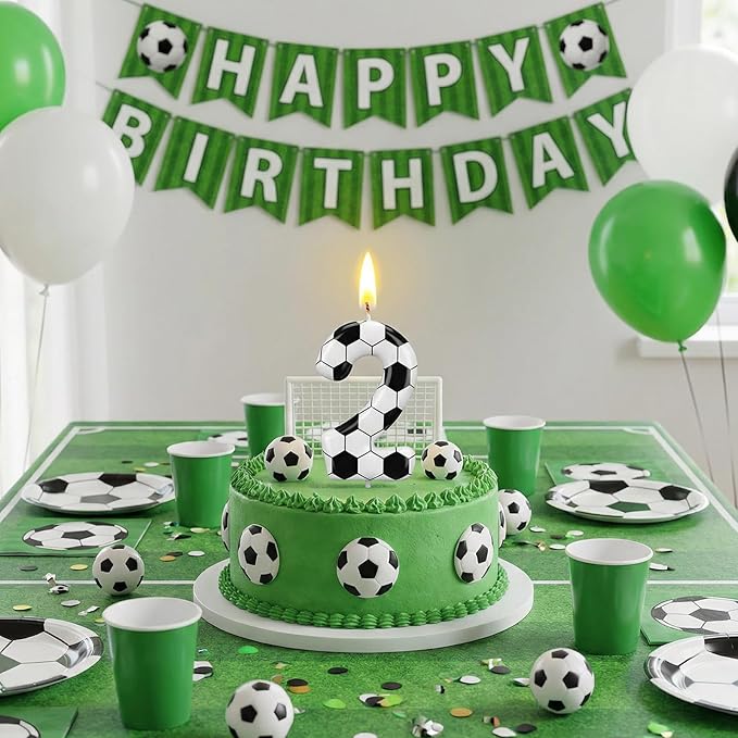 Soccer Number 2 Birthday Candle, 2nd Birthday Candle Sport-Theme Cake Topper, Soccer Theme Party Decorations for Boys Girls, Party Supplies Birthday Gifts