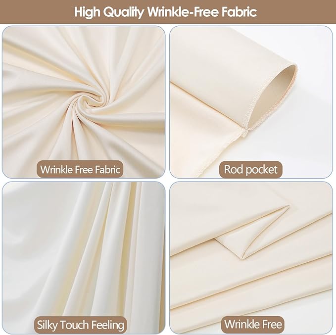 40x10ft Wrinkle Free Ivory Backdrop Curtain for Parties Soft Fabric Drapes Wedding Ivory Curtain Backdrop for Birthday Party Decorations Background for Photography 5x10ft,8 Panels