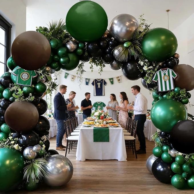 Black Green Balloon Arch Double Stuffed Latex Dark Green Brown Silver Balloon Garland for Camo Birthday New Year Hunting Jungle Boy Baby Shower Anniversary Prom Praty Decor