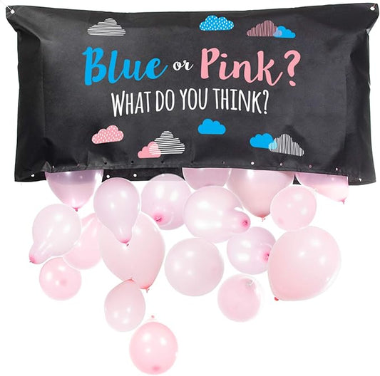 Pop Fizz Designs | Gender Reveal Balloon Drop Bag | Blue or Pink?