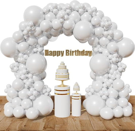 White Balloon Different Sizes, 111Pcs 18 12 5 Inch Matte White Latex Balloon Arch Kit Garland for Wedding Bridal Graduation Baby Shower Birthday Party Decorations