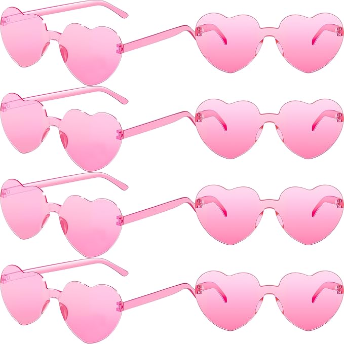 2/4/8/12/20 Pairs Heart Shaped Sunglasses Transparent Heart Glasses Rimless Trendy Eyewear for Valentines Party Favor