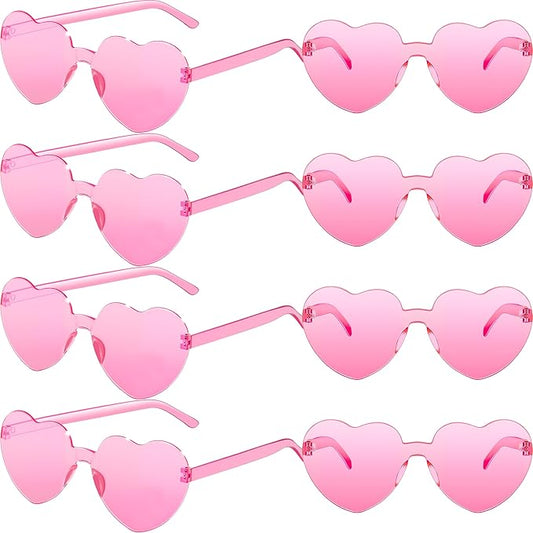 2/4/8/12/20 Pairs Heart Shaped Sunglasses Transparent Heart Glasses Rimless Trendy Eyewear for Valentines Party Favor