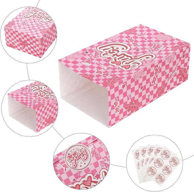 Suwimut 60 Pack Party Gift Bags with Stickers, 5.1 x 3.1 x 8.6 Inches Pink and Blue Birthday Goodie Bags, Small Gift Bag Paper Treat Bag for Girls Boys Kids Birthday Party, Baby Shower, Halloween, Wedding