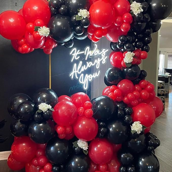 Awenztech 120pcs Red Balloon Arch Kit, 18 12 10 5 inch Red Latex Balloons Different Sizes Balloon Garland for Baby Shower Wedding Valentines Christmas Birthday Party Decorations